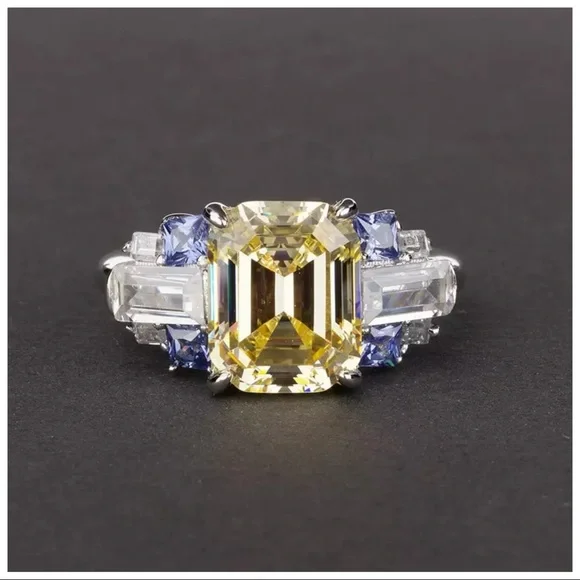 The Litsa Art Deco Sapphire Diamond 925 Silver Ring